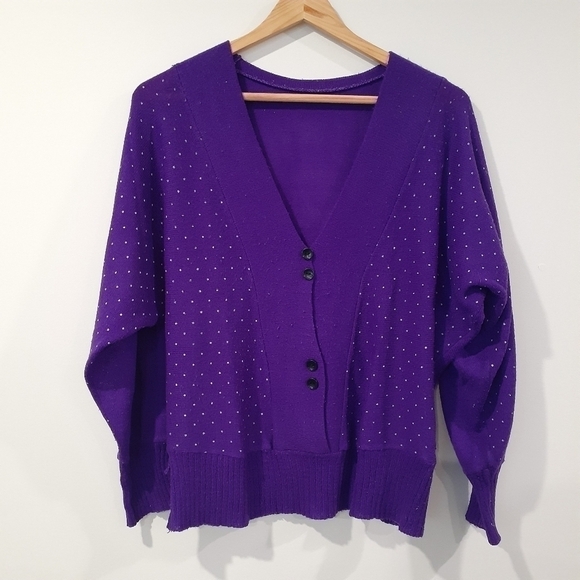 Lightweight 80's purple cardigan - Picture 1 of 4